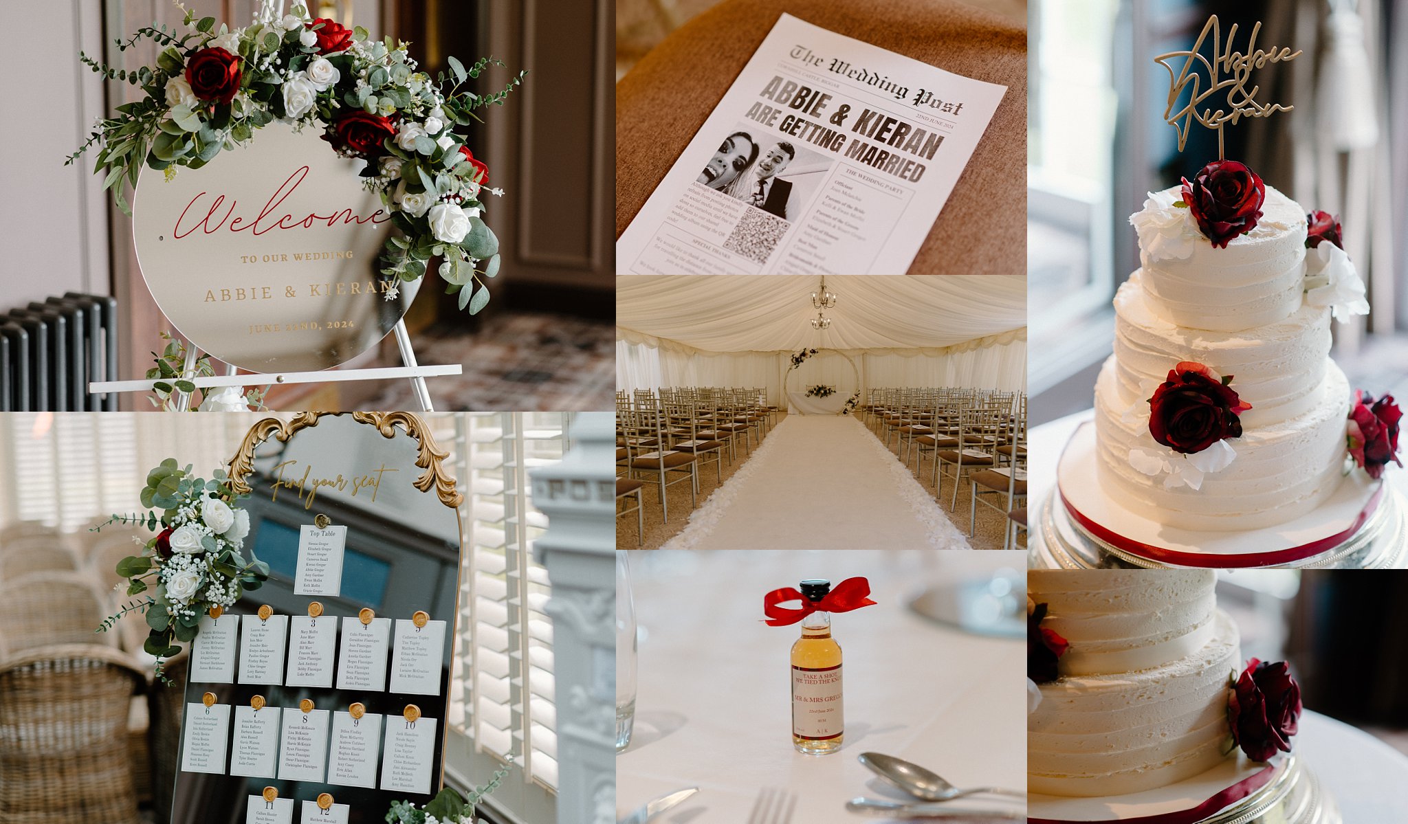 Cornhill Castle, wedding, cake, favour, marquee, table plan