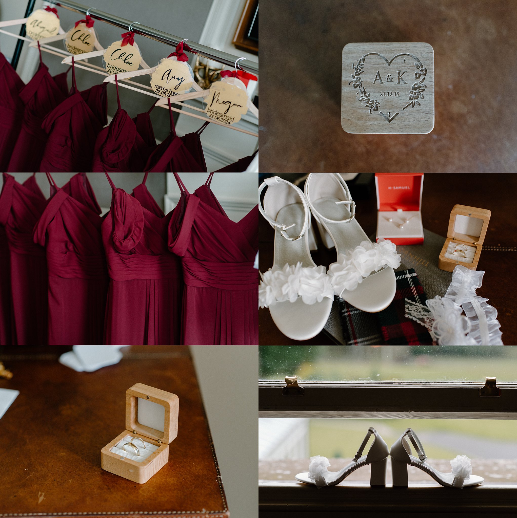 Cornhill Castle, wedding, bridesmaids, dresses rings, shoes, biggar